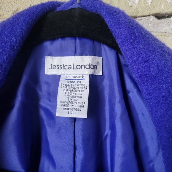 Vintage Jessica London Cobalt Blue  Asymmetrical Coat Jacket Size 24 - Picture 5 of 10